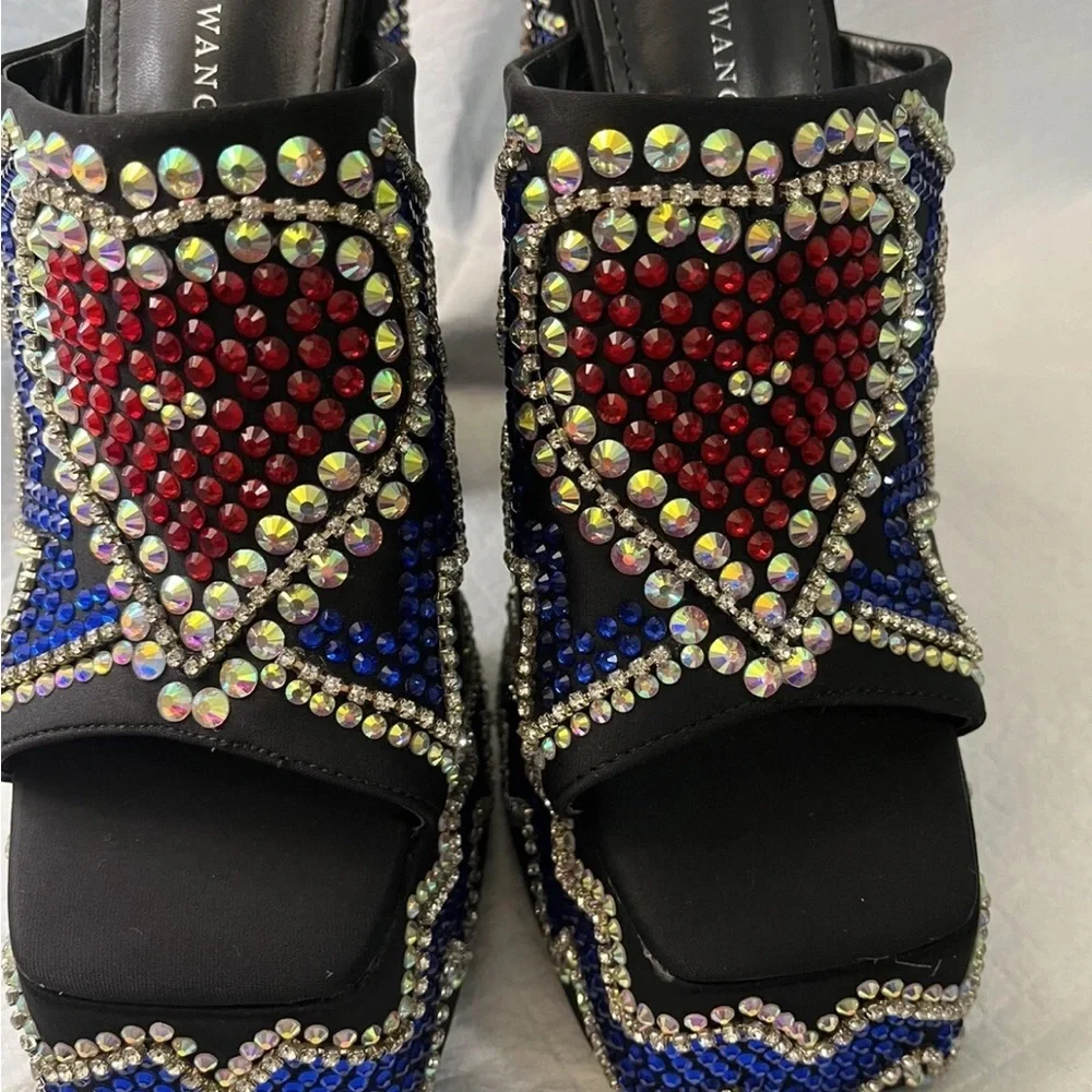 Azalea Wang Black and Multicolor Embellished Heels - Picture 2 of 10